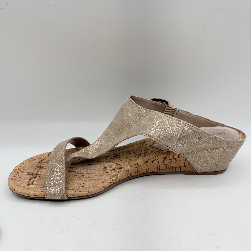 Donald Pliner Donni Metallic Gold Leather Cork Wedge Sandals Womens 10M - Picture 5 of 9